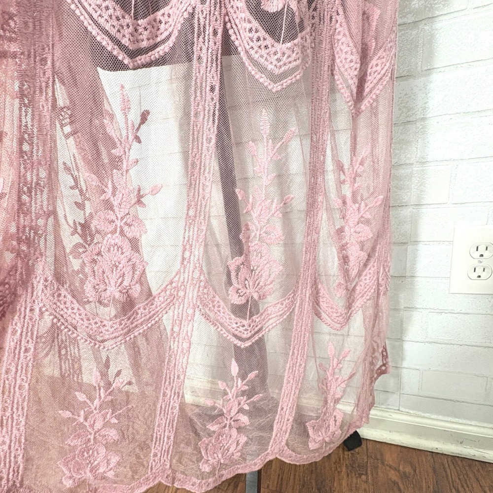 Open Sheer Lace Kimono Duster Size L Boho Whimsigoth Fairy Romantic Layering - Picture 6 of 11